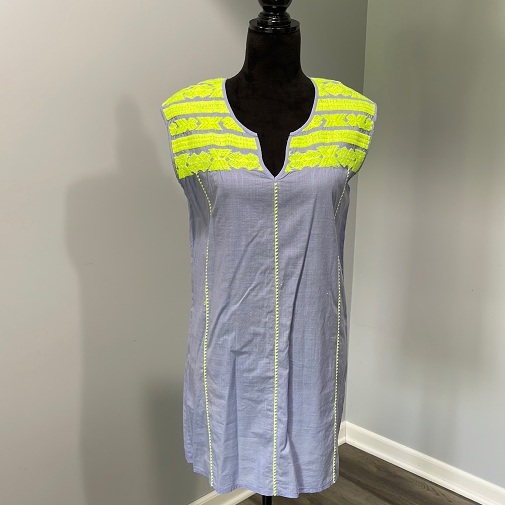 J.Crew Tunic Style Cotton Linen Blend Blouse Swim Cover Up Size XXS blue